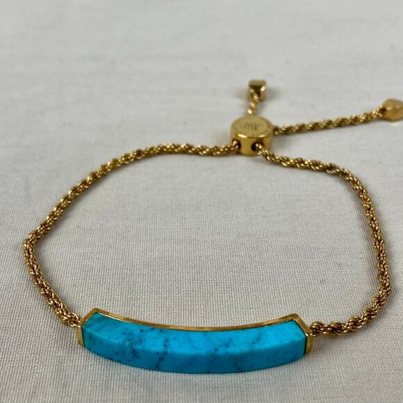 Monica Vinader Linear Turquoise 18K Yellow Gold Vermeil over Sterling Bracelet - Picture 2 of 7